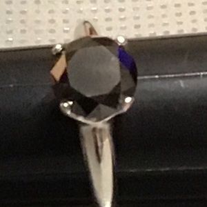 1.83C NATURAL BLACK DIAMOND RING IN 925 SILVER